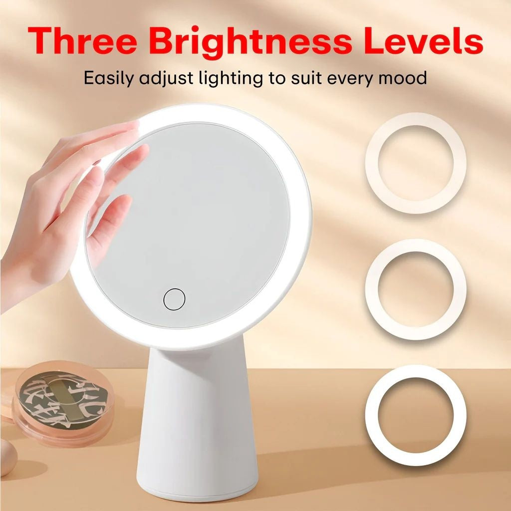 Oglinda cosmetica LED pentru machiaj, touch control, lumina reglabila 3 moduri, rotatie 90°, USB