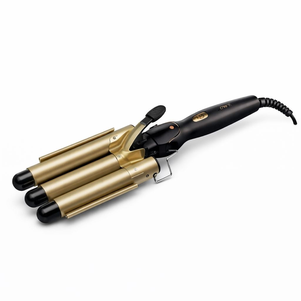 Ondulator par profesional 3 cilindri GW-7793, pentru bucle tip valuri, incalzire PTC