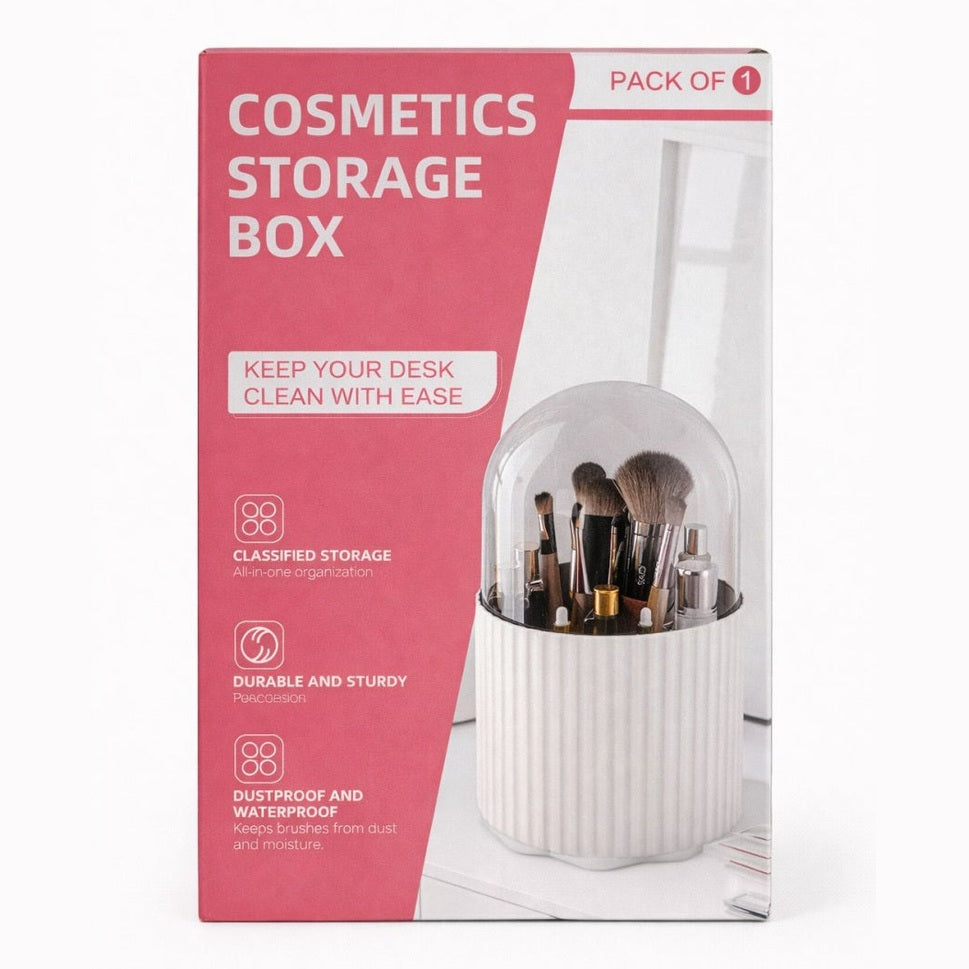 Organizator cosmetic cu capac transparent, cutie depozitare pensule machiaj, crem