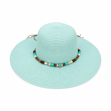 Palarie de Soare Turcoaz pentru Femei cu Accesorii Decorative si Protectie UV