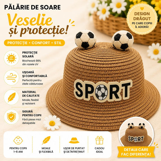 Palarie de Vara Maro Sport pentru Copii, cu Design Minge Fotbal si Protectie UV