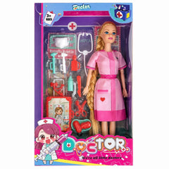 Păpușă Asistentă Medicală cu Trusă Doctor și Accesorii, Păr Lung, 3+ Ani – Model Aleatoriu