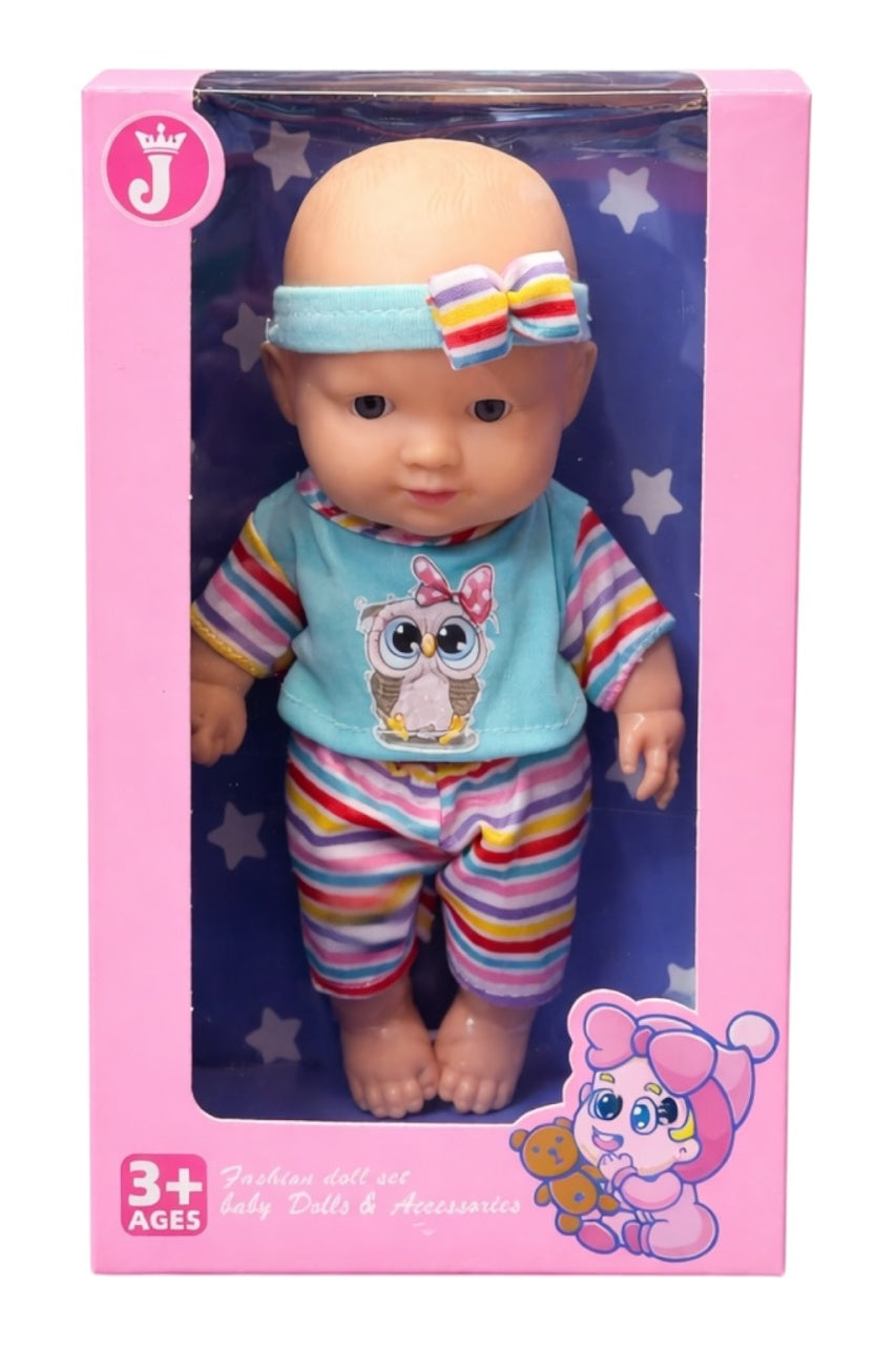 Păpușă Bebelus din Vinil cu Haine Multicolore și Accesorii, 22.5 cm