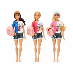 Papusa fashion cu ghiozdan si tinuta casual, modele variate, Beautiful Doll