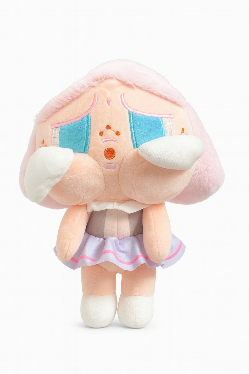 Papusa Plus Tristuta cu Fustita Mov 20 cm , Jucarie Kawaii Emotion Doll