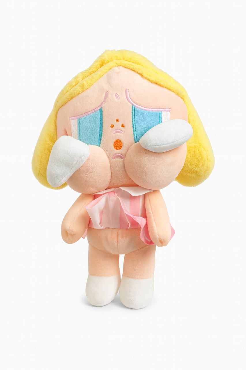 Papusa Plus Tristuta cu Rochita Roz 20 cm , Jucarie Kawaii Emotion Cute