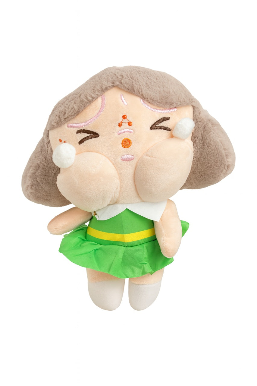 Papusa Plus Tristuta cu Rochita Verde 20 cm , Jucarie Kawaii Emo Cute