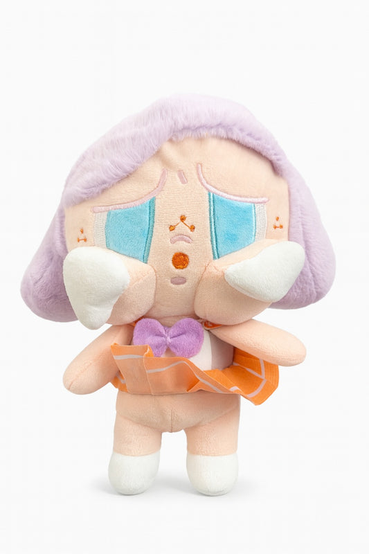 Papusa Plus Tristuta Mov cu Fustita Portocalie 20 cm , Kawaii Emotion Doll