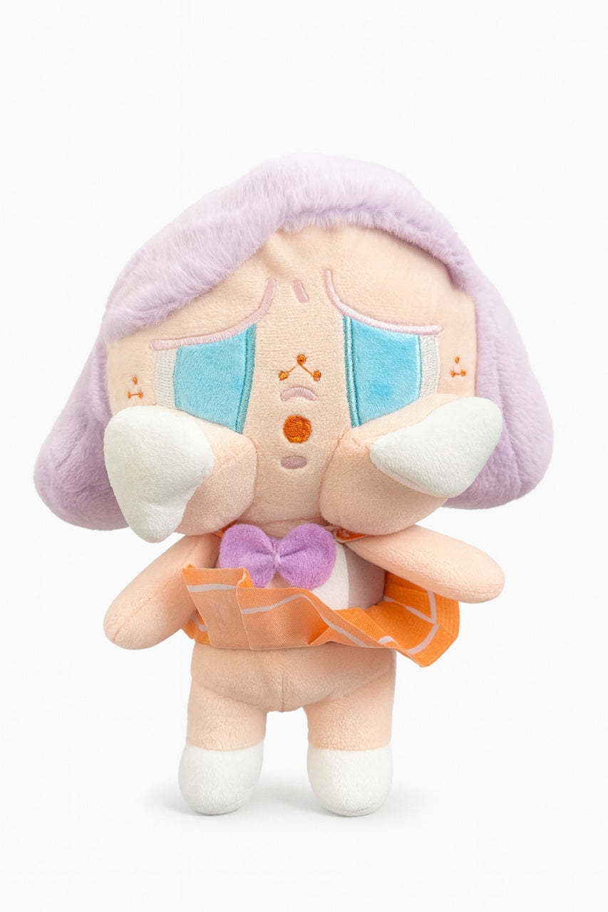 Papusa Plus Tristuta Mov cu Fustita Portocalie 20 cm , Kawaii Emotion Doll
