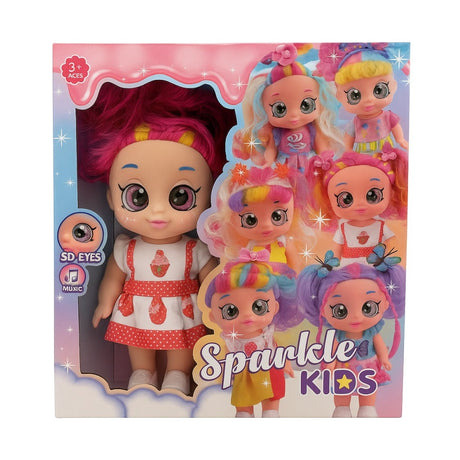 Papusa Sparkle Kids cu ochi mari SD-Eyes si functie muzicala, model colorat, 3+ ani