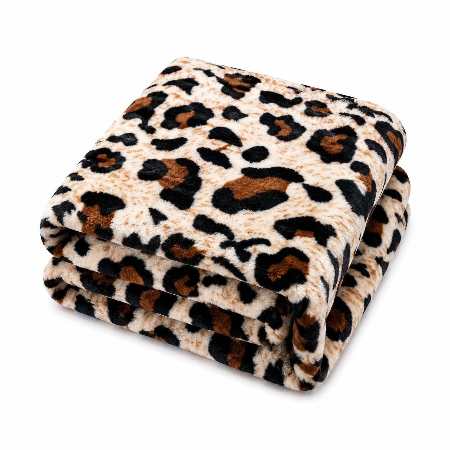 Patura Cocolino Pufoasa Animal Print Leopard, Crem/Maro/Negru, 200x220 cm