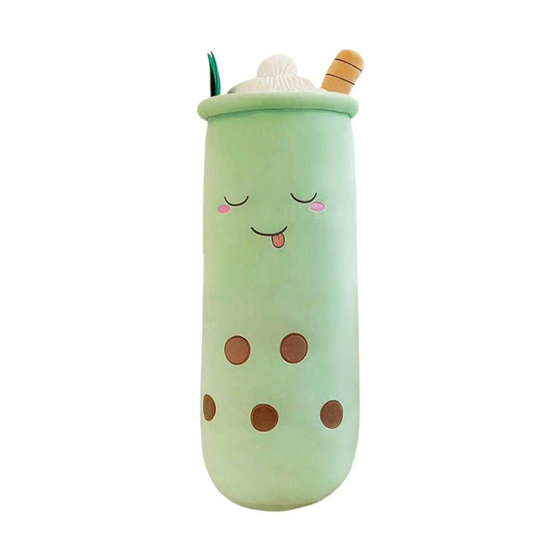 Perna Plus Bubble Tea Verde 80 cm , Jucarie XL Pufoasa, Antistres, Decor Kawaii