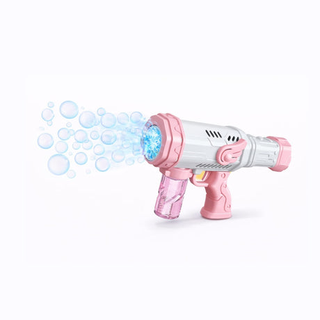 Pistol automat de facut baloane de sapun Angel Bubble Gun cu lumini si muzica, roz