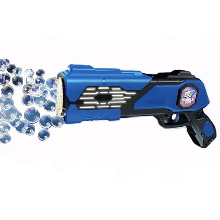 Pistol automat de facut baloane de sapun Bubble Gun Galaxy cu lumini LED, albastru