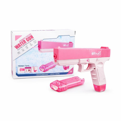 Pistol cu apă din plastic, model 818-1, culoare roz, acțiune distractivă pentru joaca în aer liber