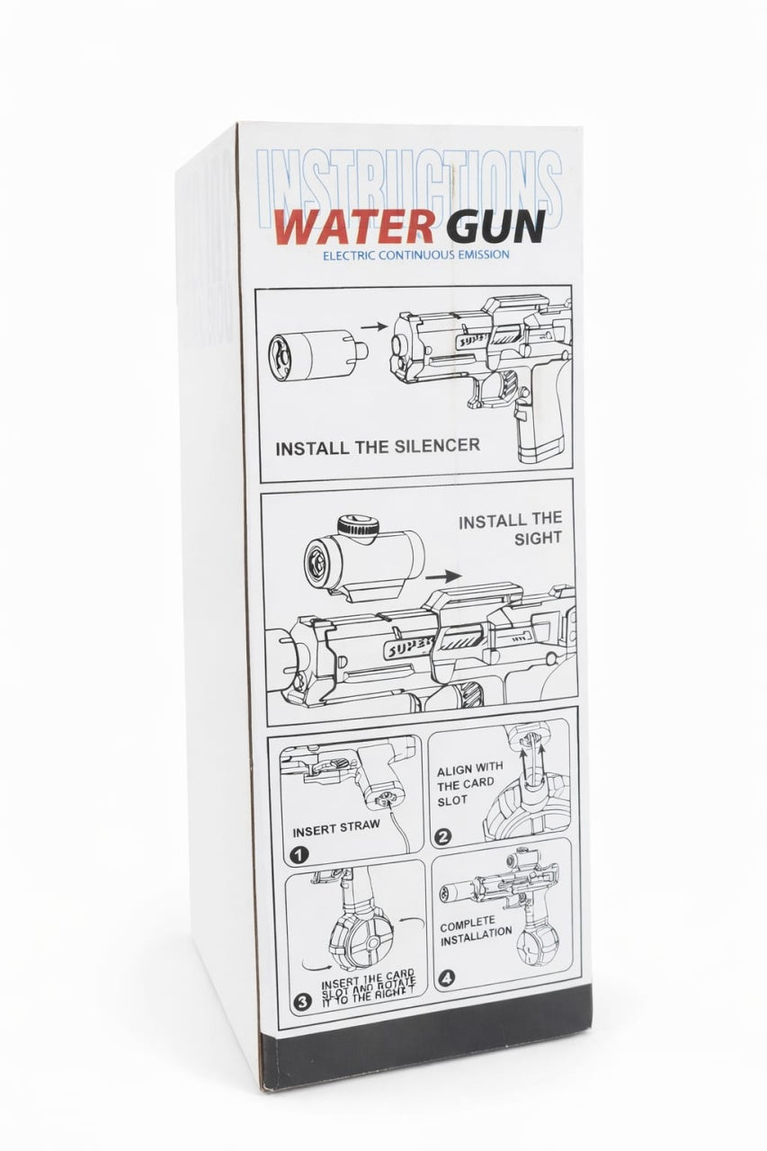 Pistol cu apa electric albastru, jet continuu, rezervor mare, jucarie exterior