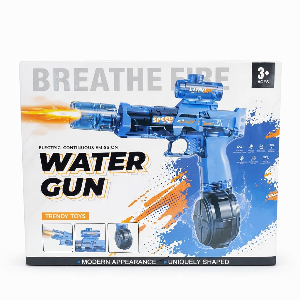 Pistol cu apa electric, negru, rezervor mare, jucarie exterior, reincarcabil
