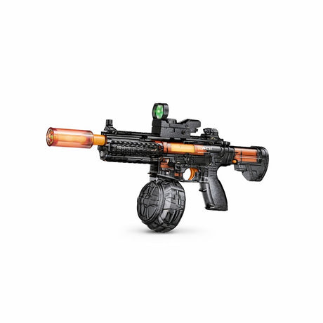 Pistol cu apa electric negru tip rifle, jet continuu, rezervor mare, efecte luminoase