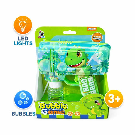 Pistol cu baloane model cu dinozaur dragalas, lumini LED, verde, 19,5 cm