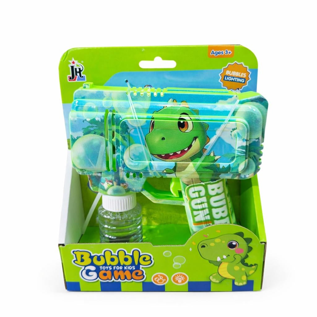 Pistol cu baloane model cu dinozaur dragalas, lumini LED, verde, 19,5 cm