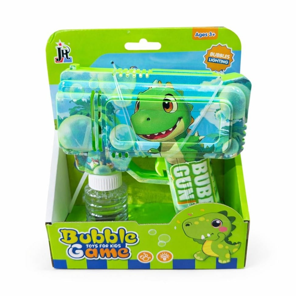 Pistol cu baloane model cu dinozaur dragalas, lumini LED, verde, 19,5 cm