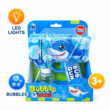 Pistol cu baloane model rechin vesel, lumini LED, albastru, 19,5 cm