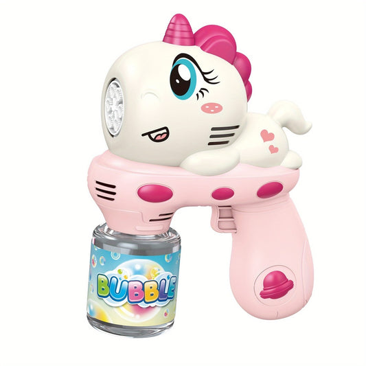 Pistol cu baloane- unicorn cu lumini si lichid inclus, roz/mov