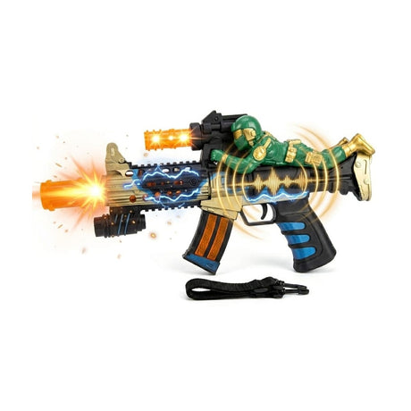 Pistol de jucărie cu efecte sonore și lumini, din plastic, model 2030-3 Albastru