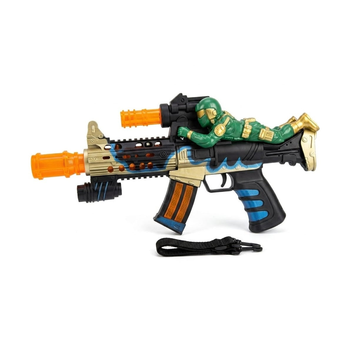 Pistol de jucărie cu efecte sonore și lumini, din plastic, model 2030-3 Albastru