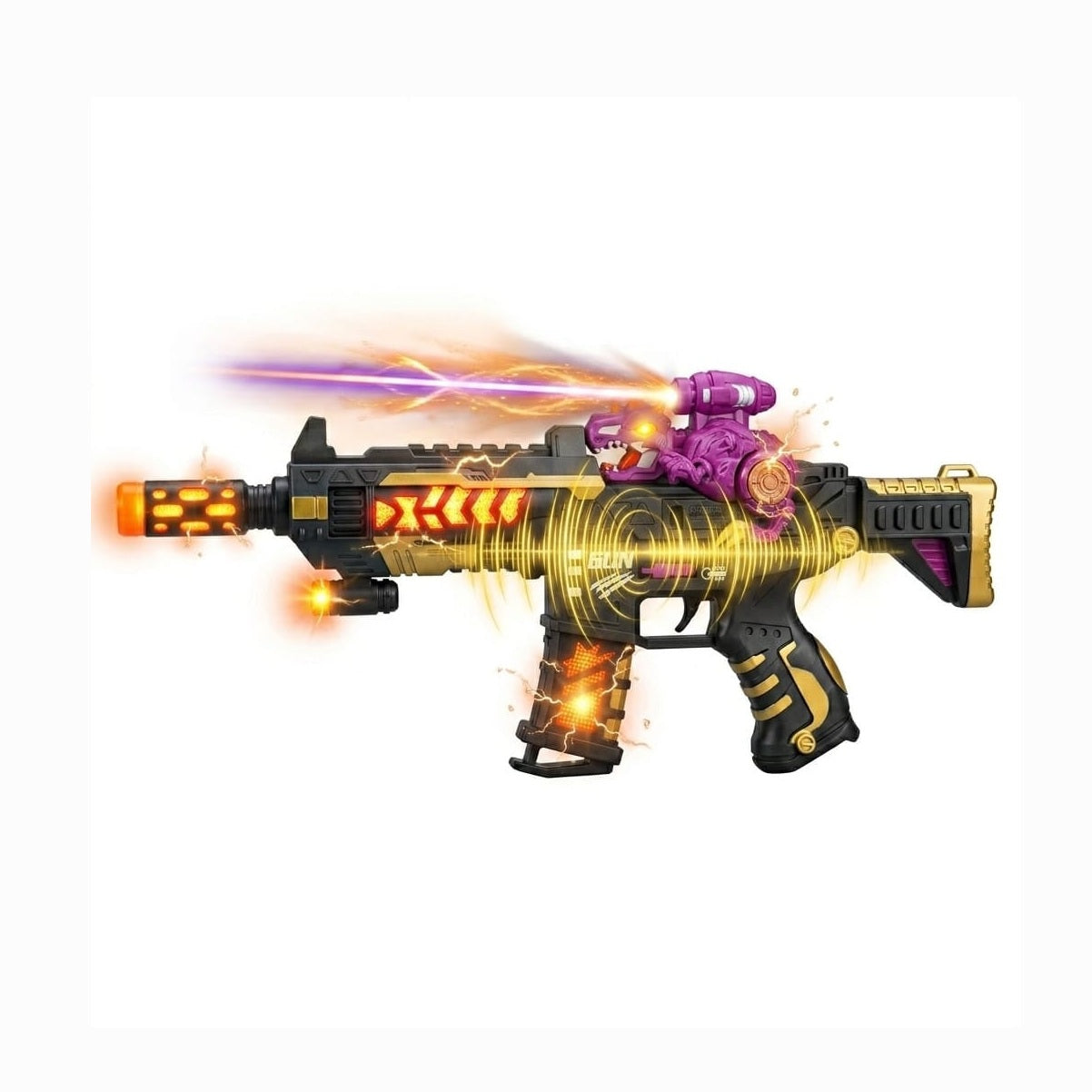 Pistol de jucărie cu sunete și lumini, din plastic, model JQ515 Auriu