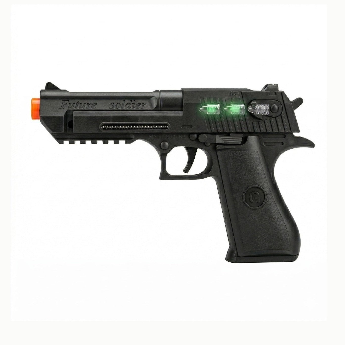 Pistol de jucarie electric, 22 cm, negru, cu lumini si sunet