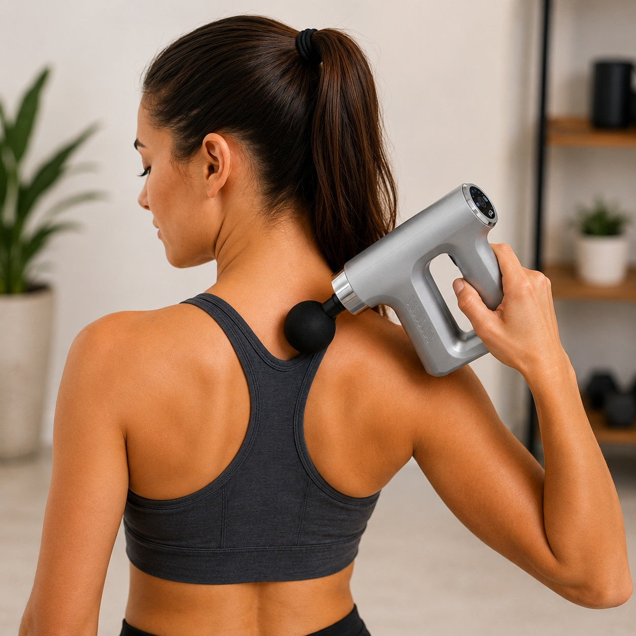 Pistol de Masaj pentru Relaxarea Musculaturii, Gri, Material Plastic, Portabil