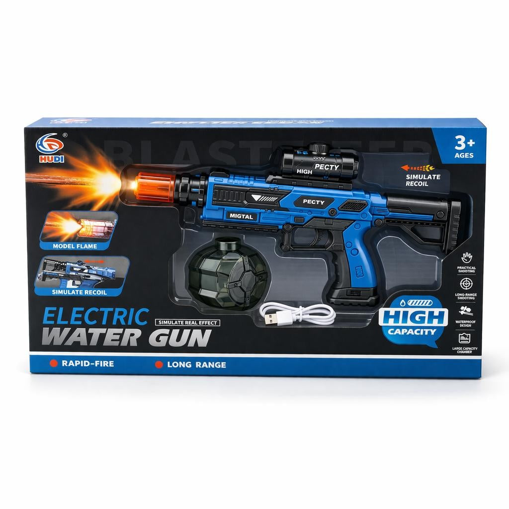 Pistol electric cu apă, capacitate mare, albastru, funcție automată