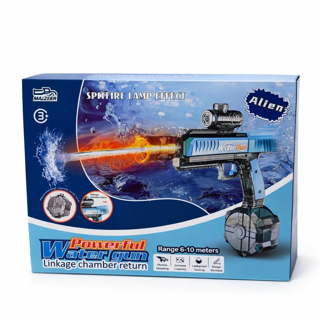 Pistol electric cu apa gri pentru copii cu lumini si rezervor reincarcabil