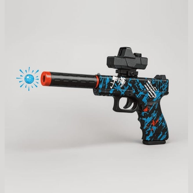 Pistol electric cu bile gel pentru copii, Block Shooting Series, cu amortizor si vizor, 35 cm