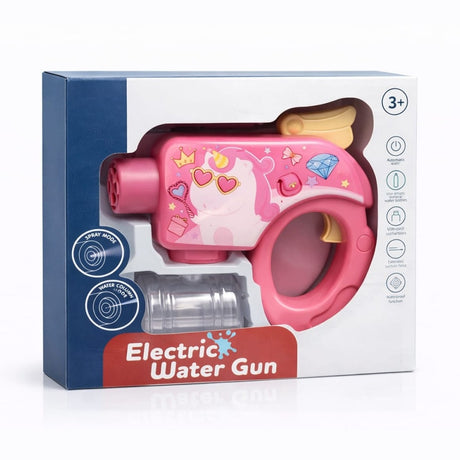 Pistol electric de apa pentru copii cu 2 moduri jet, model unicorn roz