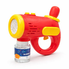 Pistol electric pentru baloane de sapun cu lumini LED, rezervor lichid inclus, rosu galben