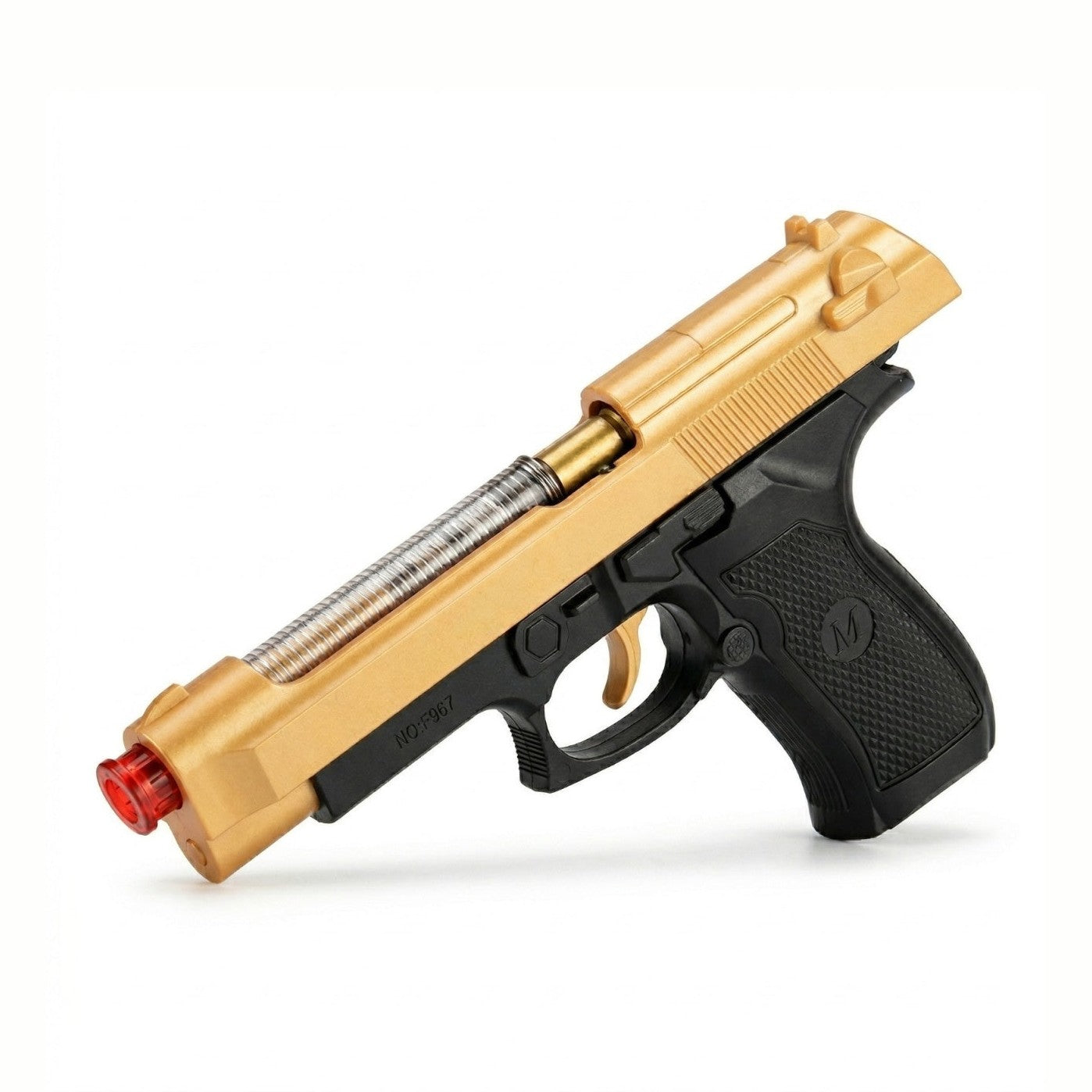 Pistol jucarie electric 20 cm auriu, cu lumini si sunet
