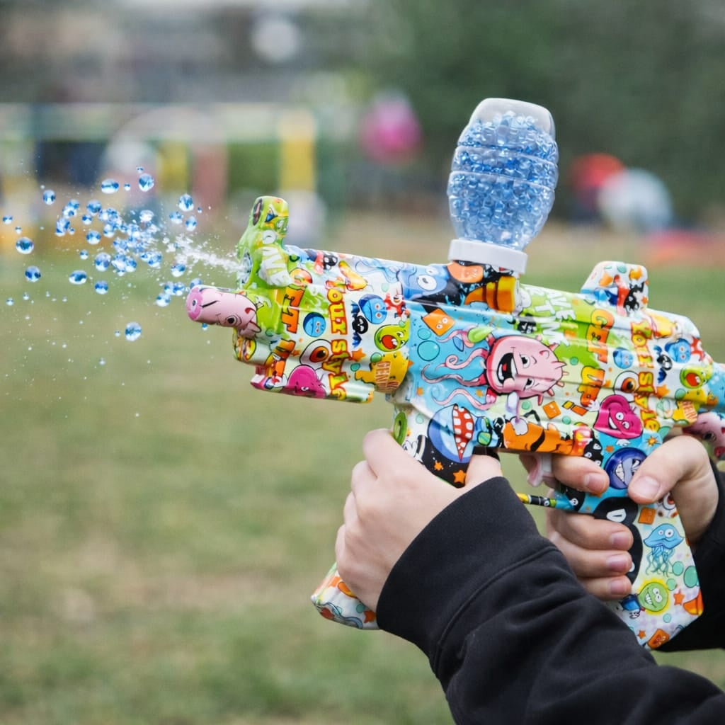 Pistol jucarie electric tip carabina, design colorat graffiti, efecte vizuale, model modern
