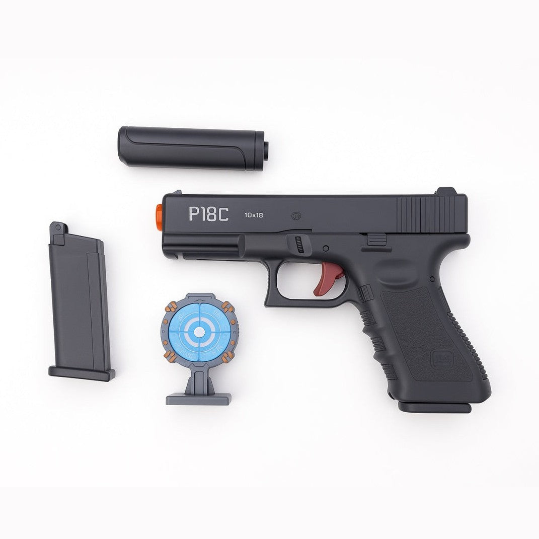 Pistol Jucarie P18C crystal water , Model Realist, Set Complet, pentru 14+