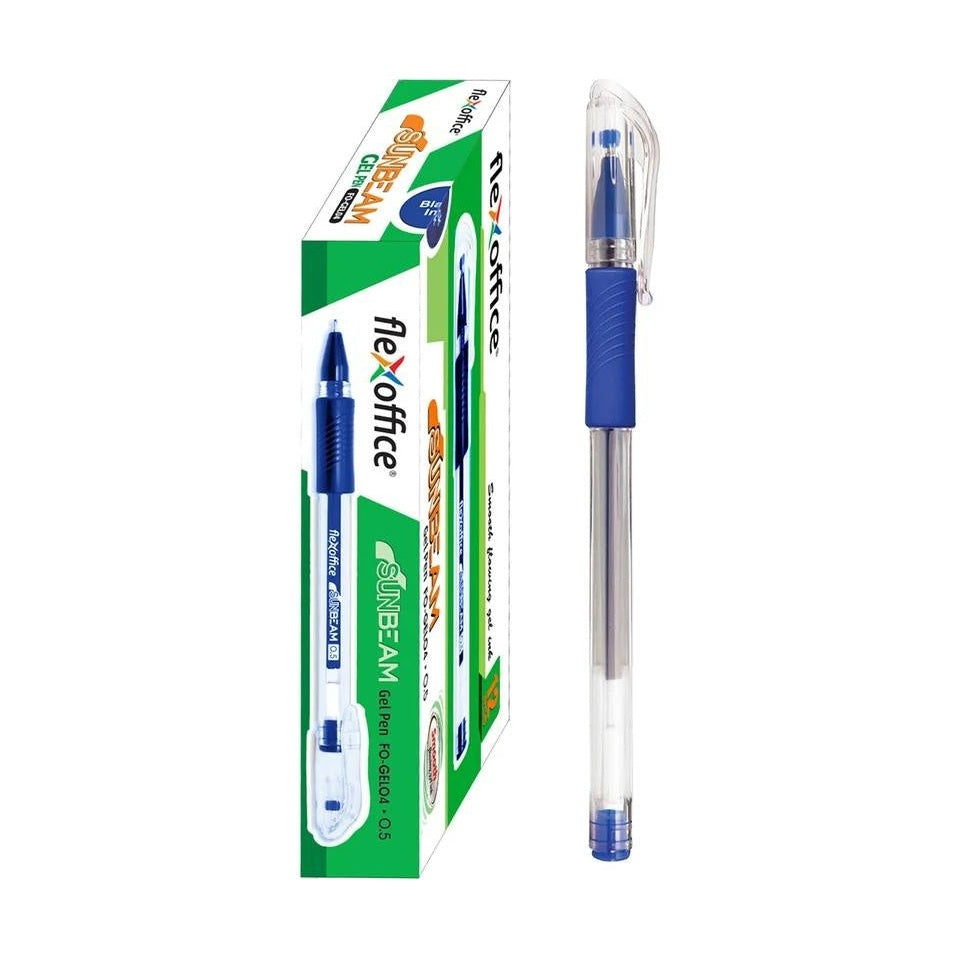 Pix cu Gel Flexoffice Sun Beam FO-GEL04 Albastru 0.5mm , pentru Scriere Fina si Confortabila,