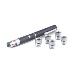 Pointer laser verde cu 5 capete interschimbabile, baterii AAA incluse