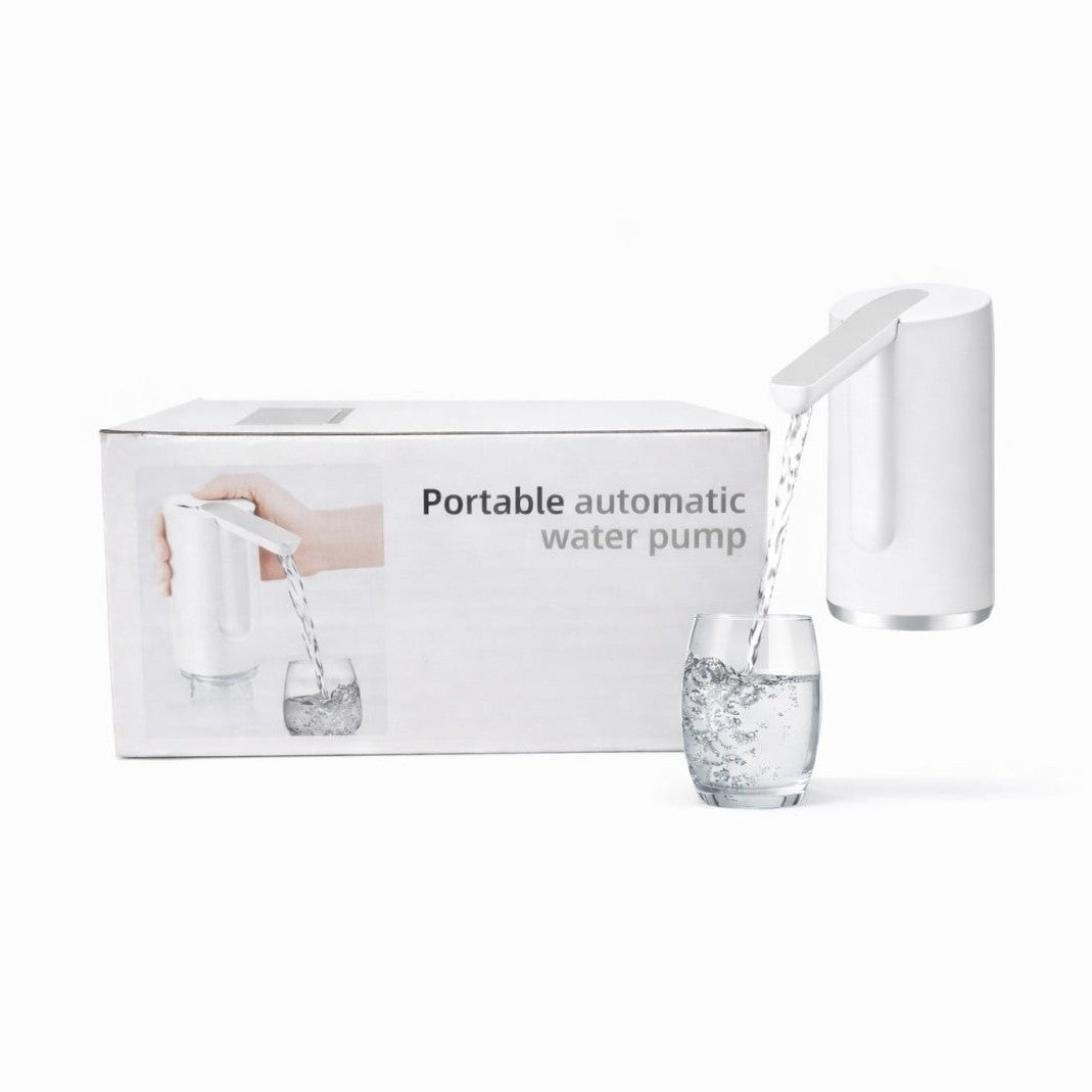 Pompa automată pentru dozare apă, dispenser electric portabil pentru bidoane de apă, alb