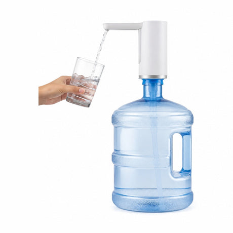 Pompa automată pentru dozare apă, dispenser electric portabil pentru bidoane de apă, alb