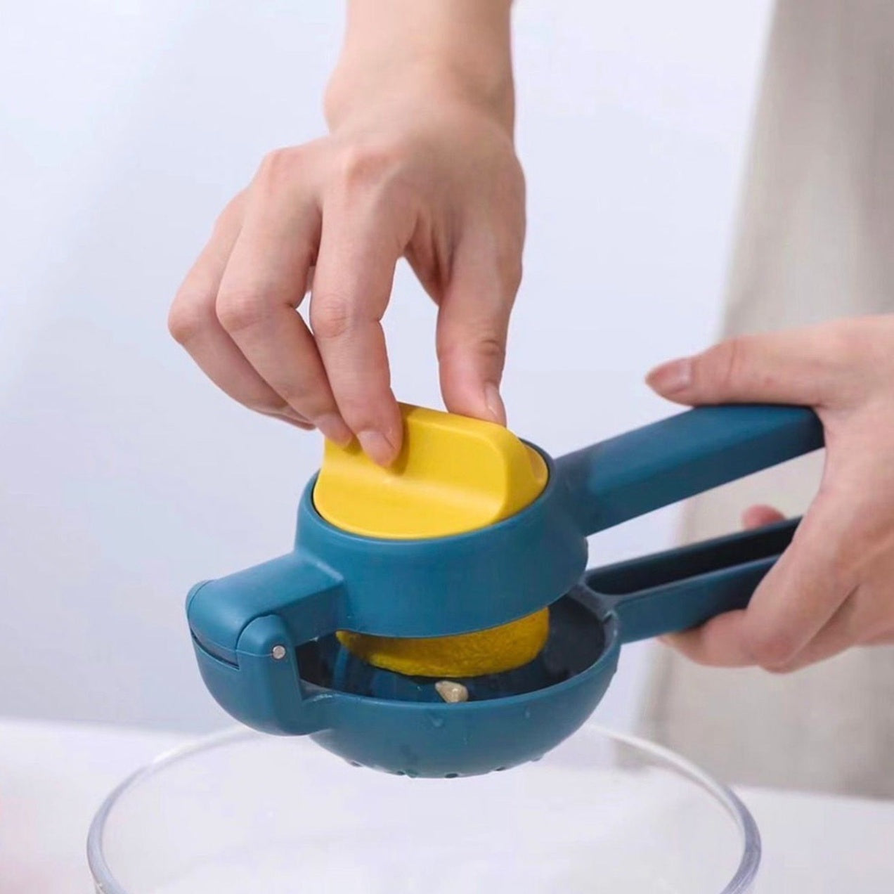 Presă Citrice Duală din Plastic, Ușor de Folosit, Culoare Albastru și Galben