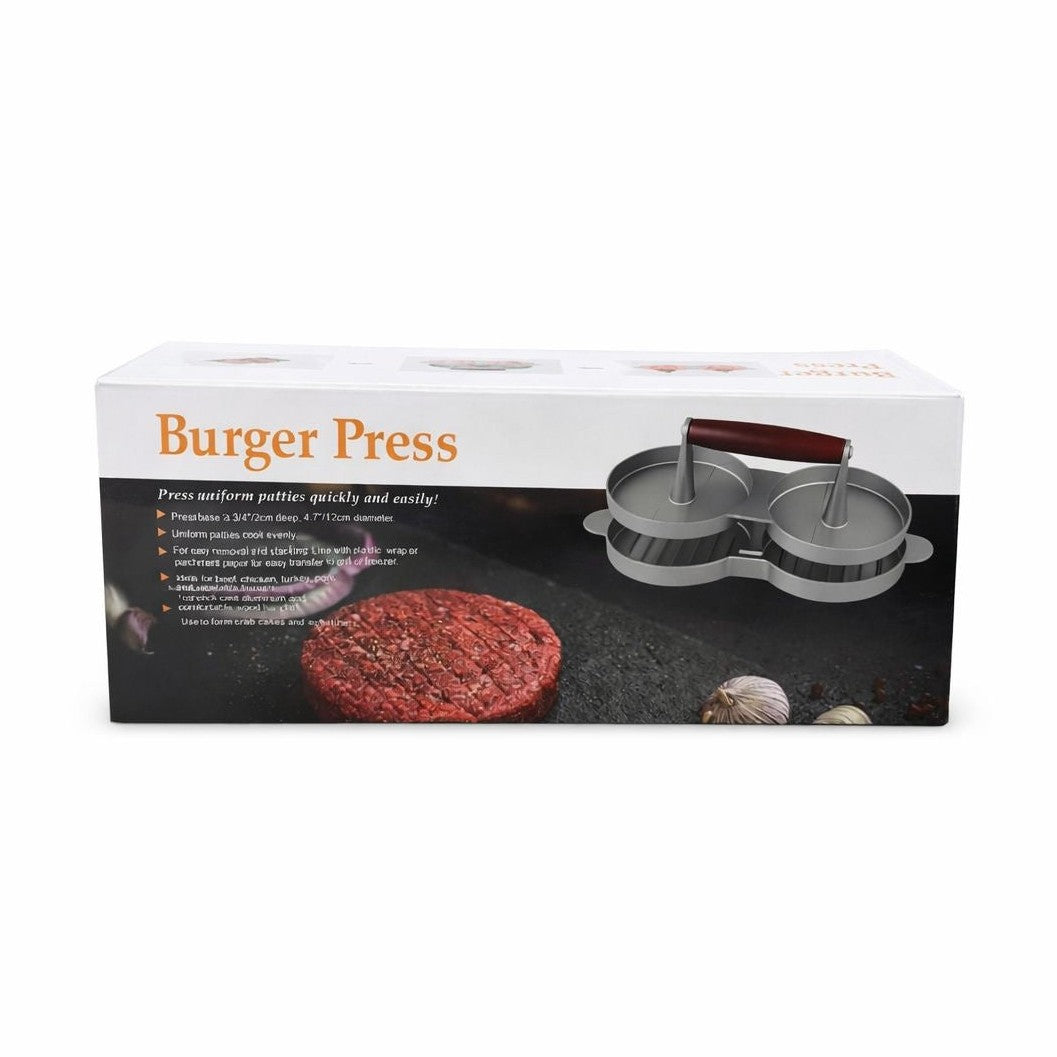 Presă dublă pentru burgeri din aluminiu cu mâner ergonomic din lemn