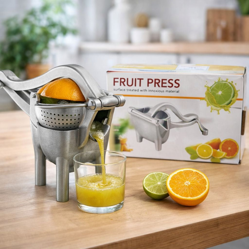 Presă manuală de fructe din oțel inoxidabil cu design compact, pentru lămâi și portocale