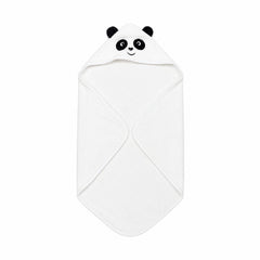 Prosop cu Glugă pentru Copii și Bebeluși Alb – Model Panda, Moale și Absorbant