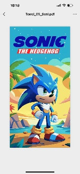 Prosop de plajă copii, albastru, Sonic The Hedgehog, 3+ ani