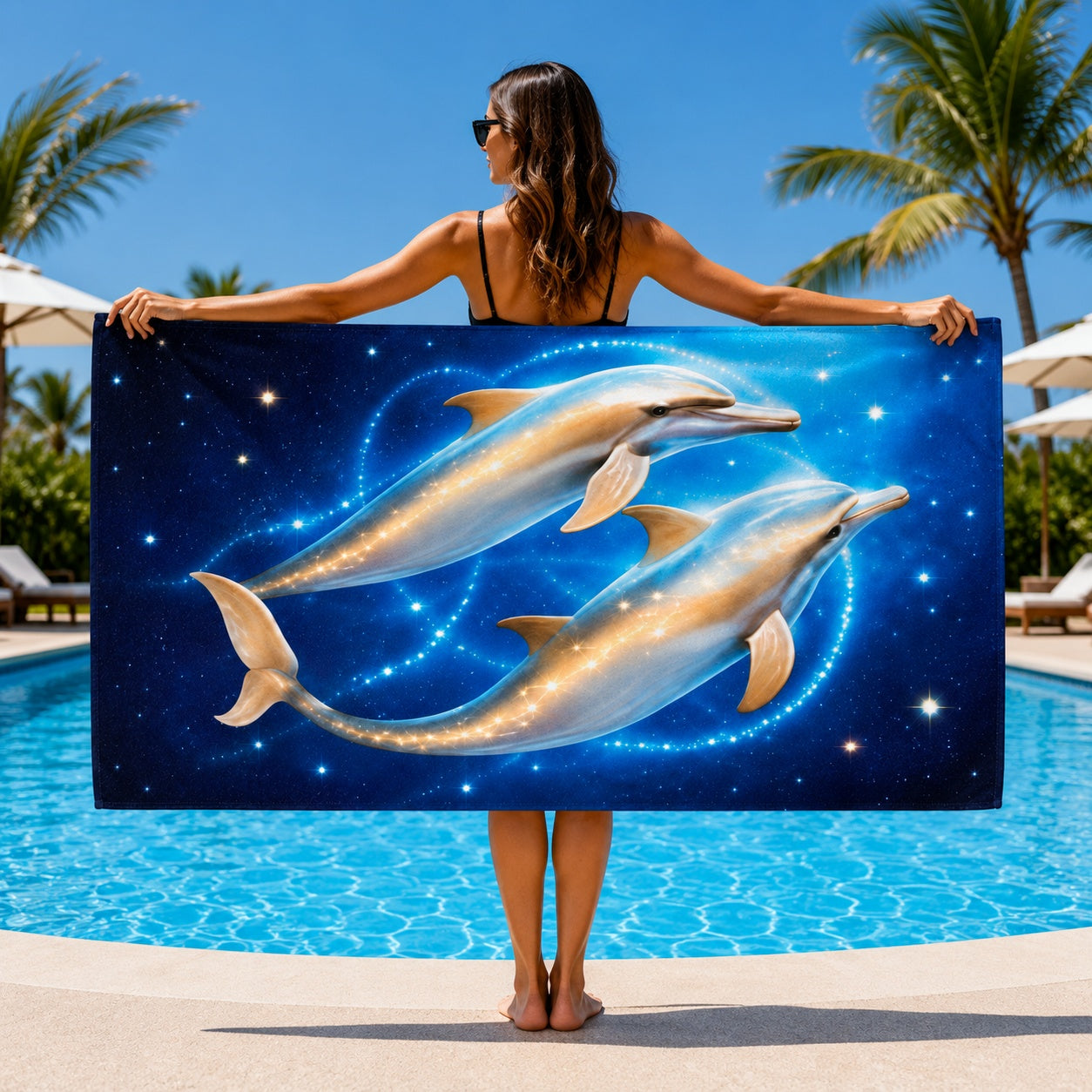 Prosop de Plajă cu Delfini 70x140 cm – Microfibră cu Design Elegant
